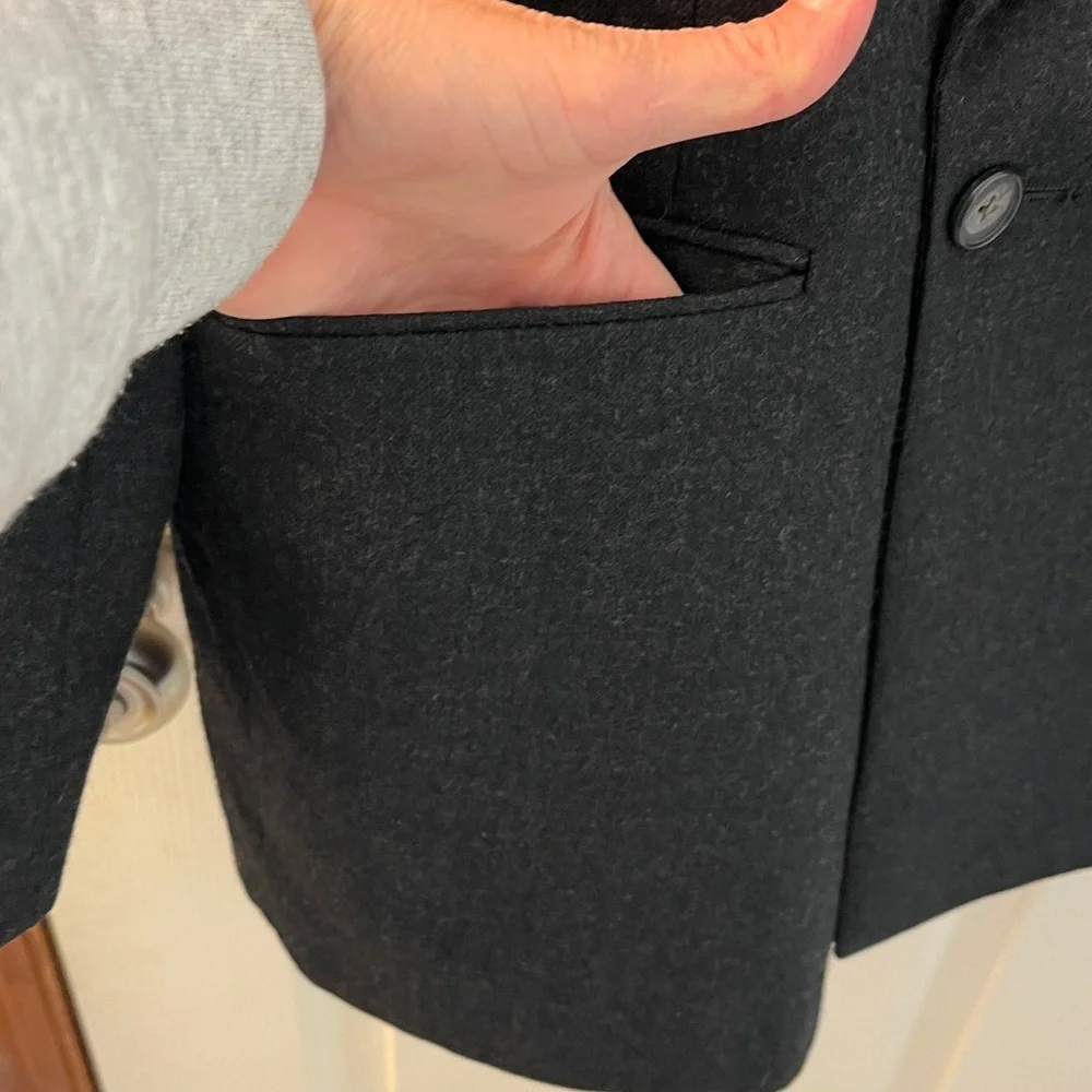 Vintage Christian Dior Monsieur Dark Gray Double Breasted Wool Blazer 42 Long